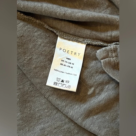Poetry Shirt Womens natural 100% Linen Tee T Shirt Top Casual 10 M - Picture 3 of 6